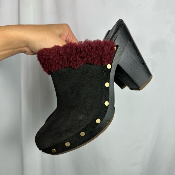 UGG Adele fur trim suede clogs size 9 - Picture 3 of 9